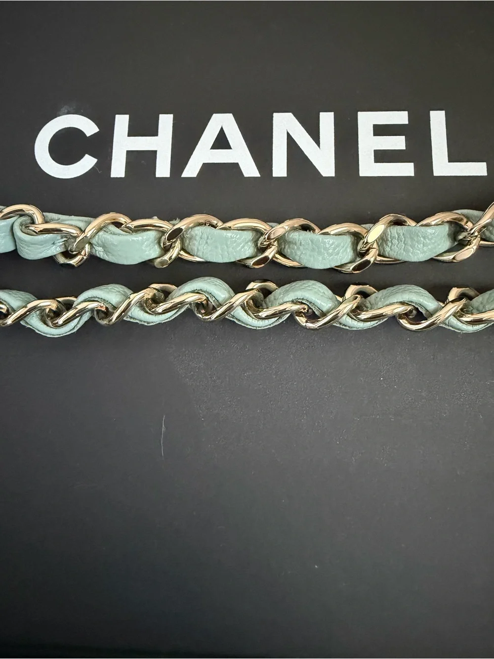 22C CHANEL Medium Classic Flap Light Green with Gold Hardware